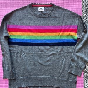 Sundry striped Rainbow Scalloped soft sweater Small
